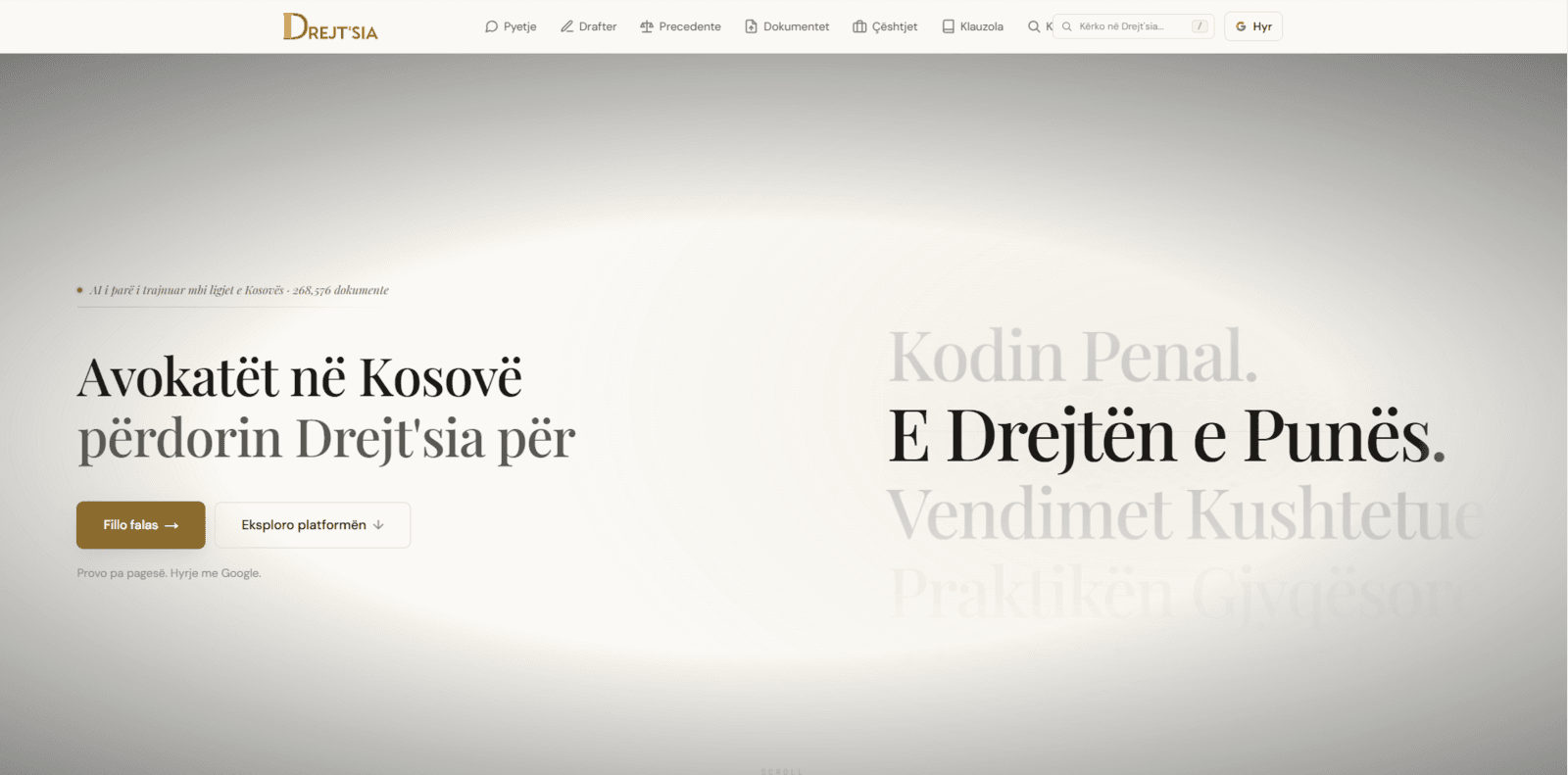 Drejt'sia — website screenshot